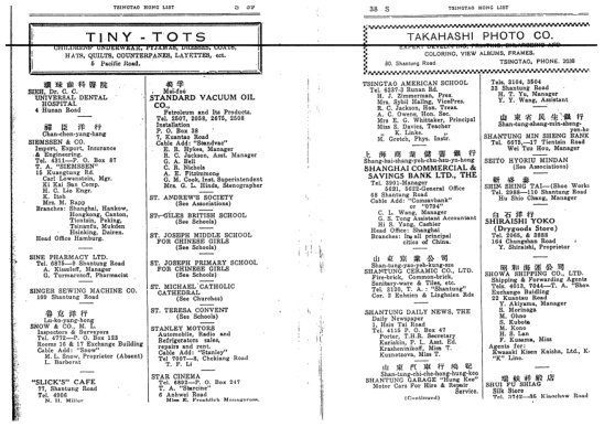 Directory spread with the Takahashi Photo Co. advertisement on printed page 38, on the right.